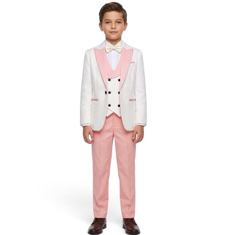 Boys Formal Suit Tuxedo 3 Pieces Floral jacket Pants Vest